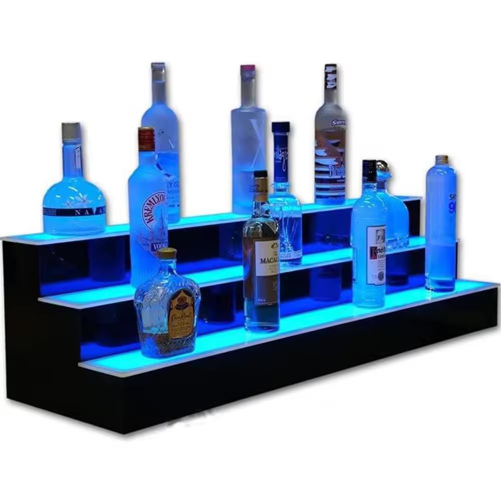 2 or 3-Step LED Lighted Shelves Illuminated Liquor Bottles Display Display Stand by The Acrylic Factory | The Acrylic Factory Sdn Bhd