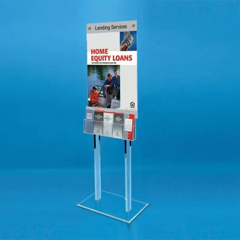 Poster Floor Stand with 5 Literature Pockets Display Stand by The Acrylic Factory | The Acrylic Factory Sdn Bhd